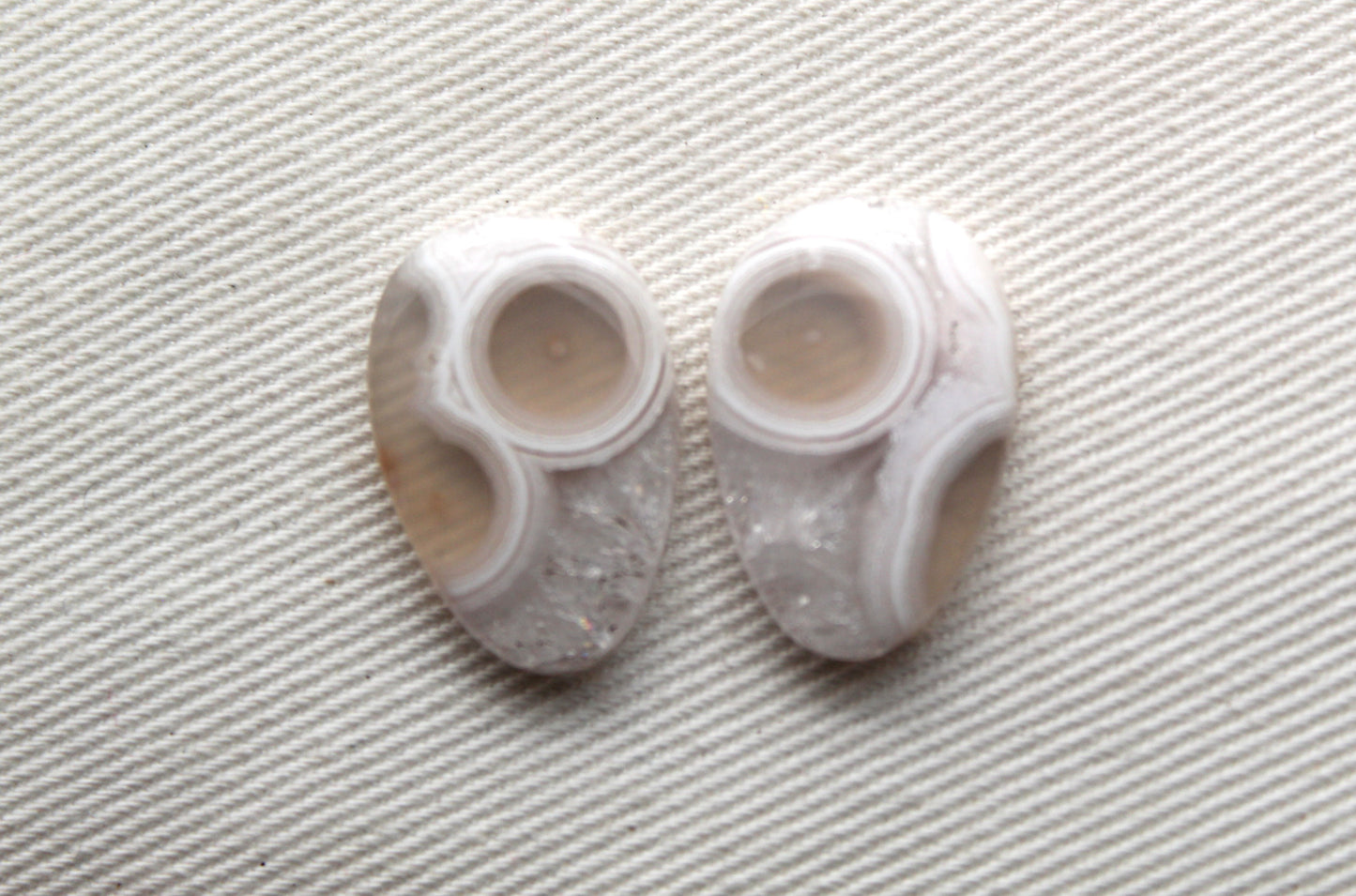 Small Orbicular Agate Cabochons Pair Gemstone natural freeform