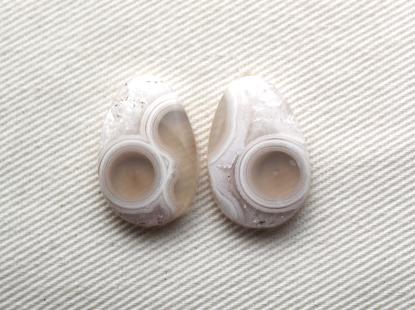 Small Orbicular Agate Cabochons Pair Gemstone natural freeform