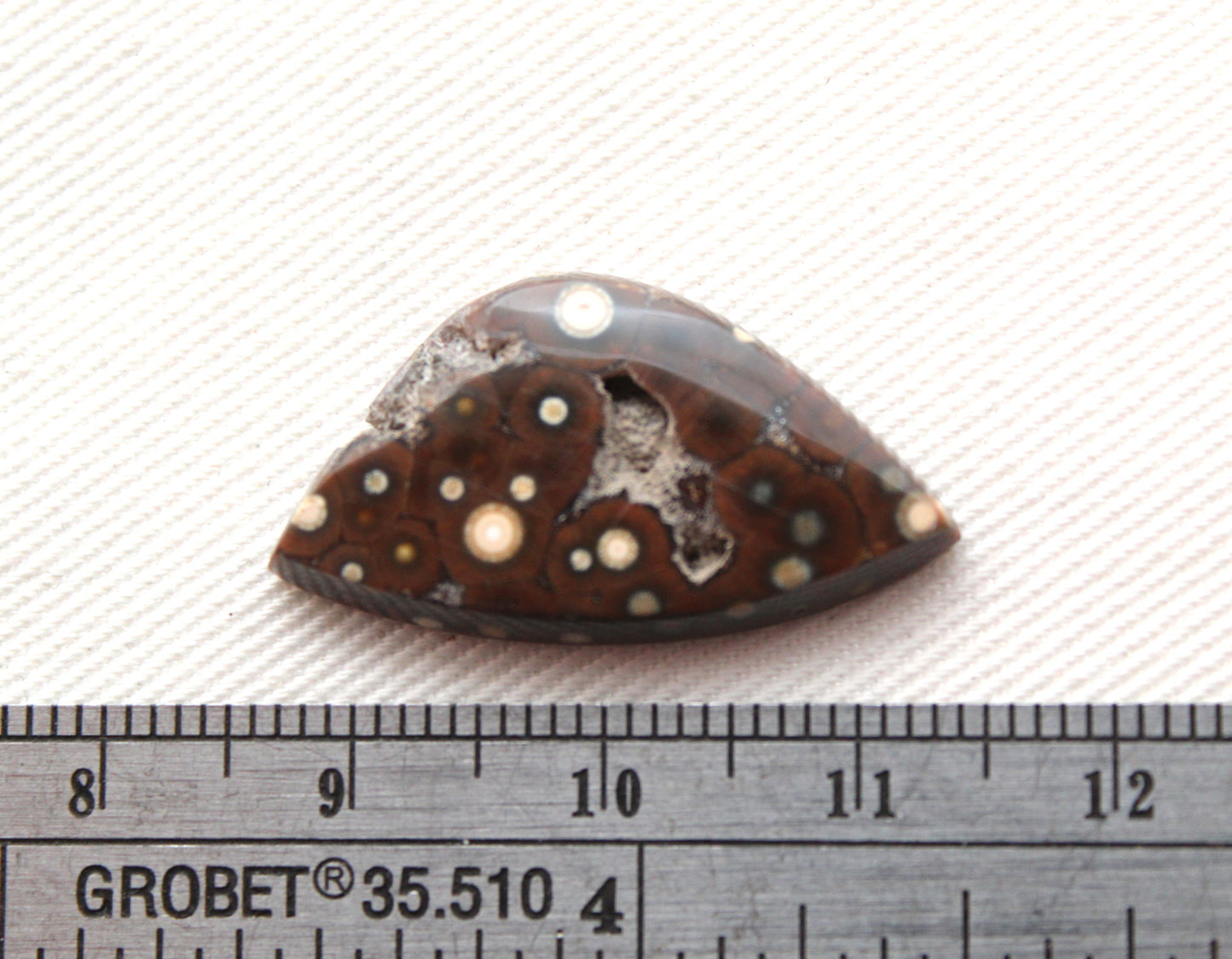 Small River Jasper Cabochon Gemstone brown white with Druzy