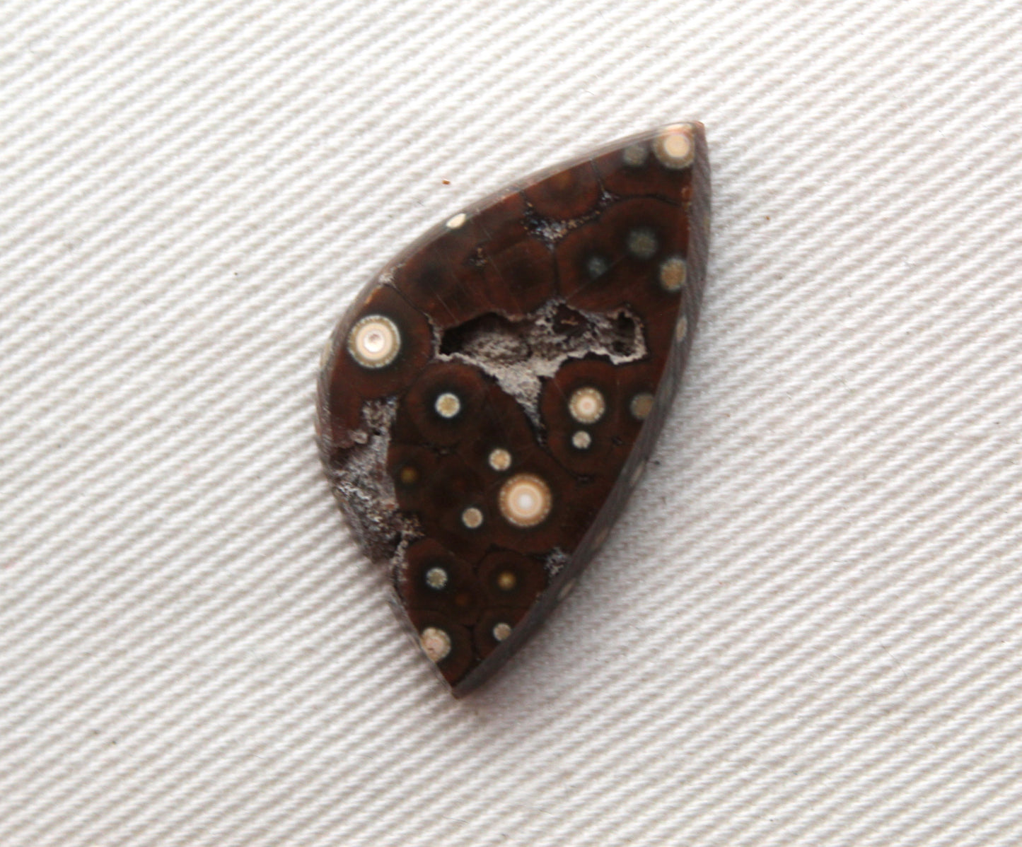 Small River Jasper Cabochon Gemstone brown white with Druzy