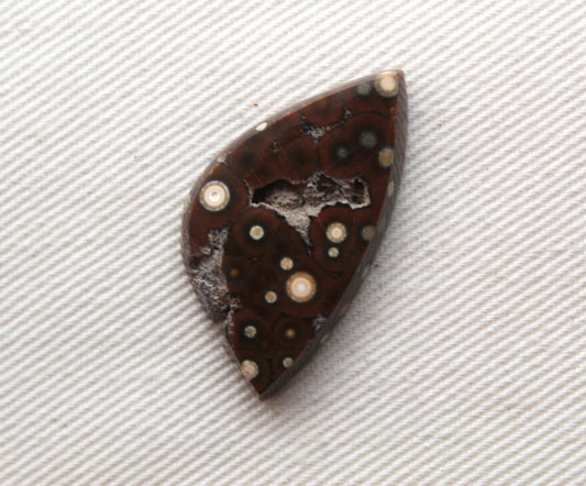 Small River Jasper Cabochon Gemstone brown white with Druzy