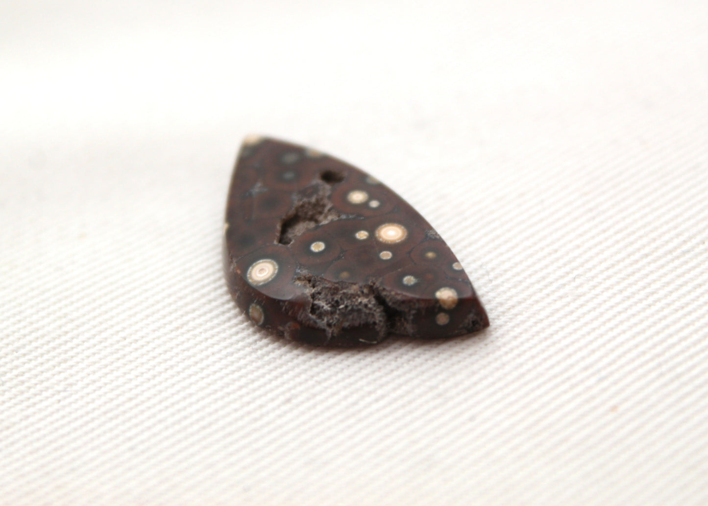 Small River Jasper Cabochon Gemstone brown white with Druzy