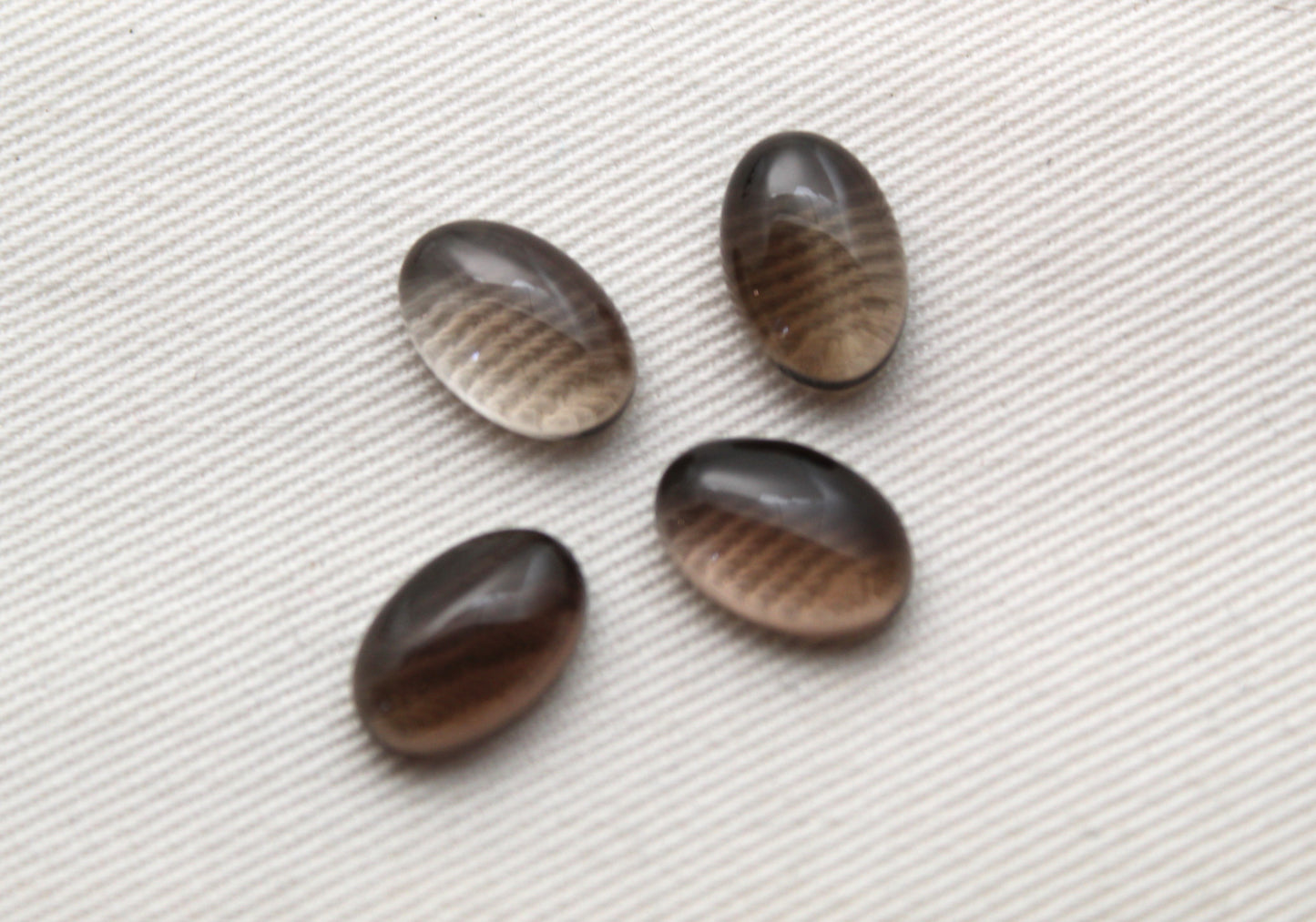 Lot of FOUR Smoky Quartz Cabochon Gemstone Oval 12x8MM