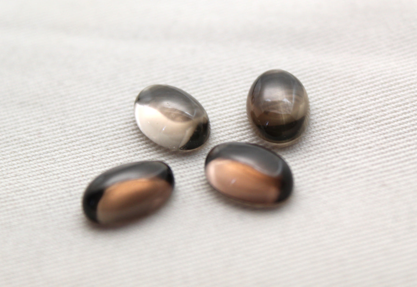 Lot of FOUR Smoky Quartz Cabochon Gemstone Oval 12x8MM