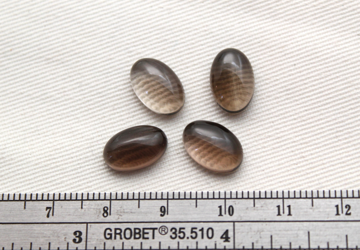 Lot of FOUR Smoky Quartz Cabochon Gemstone Oval 12x8MM