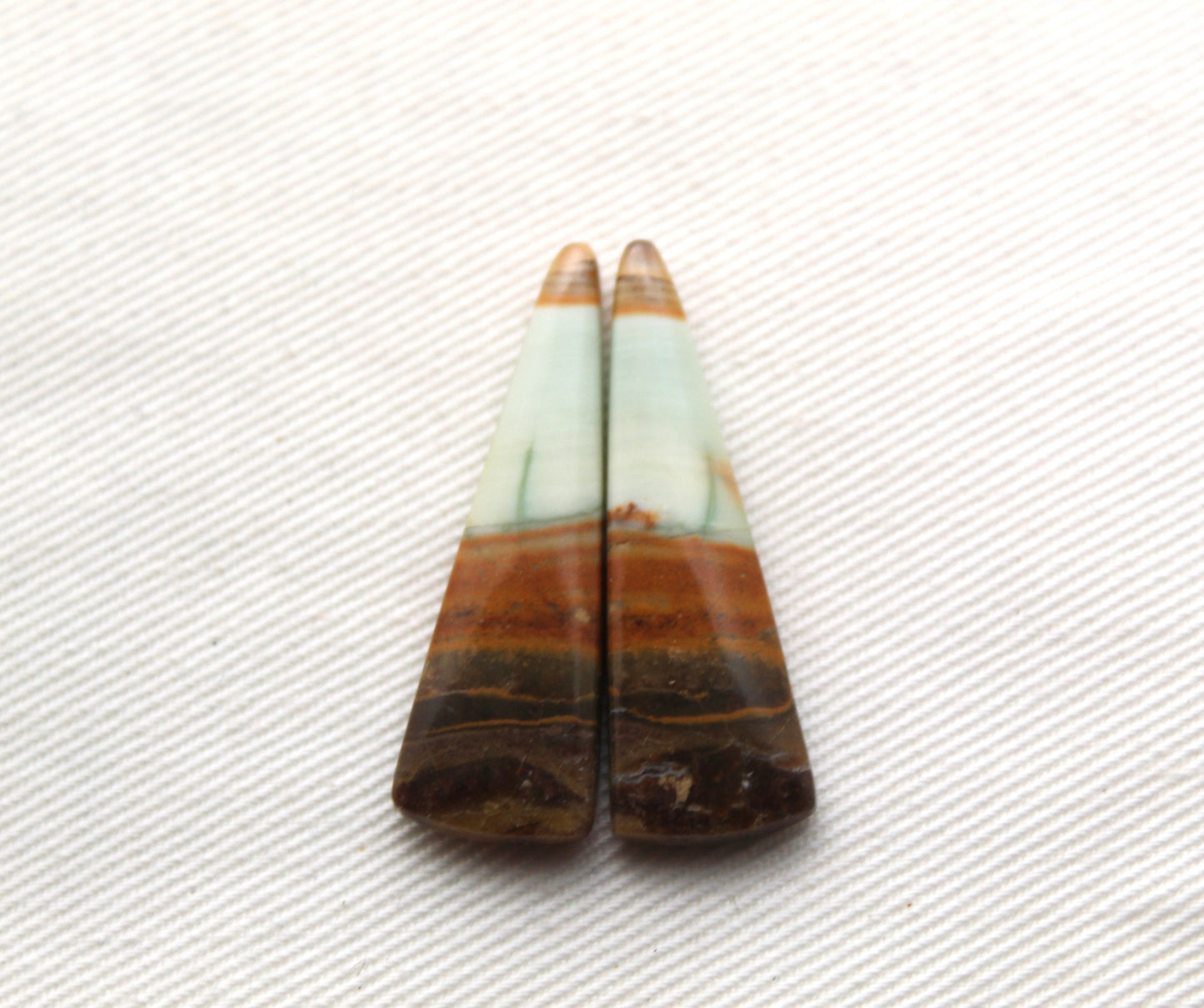 Opalized Petrified Wood Cabochon Pair  green gemstone