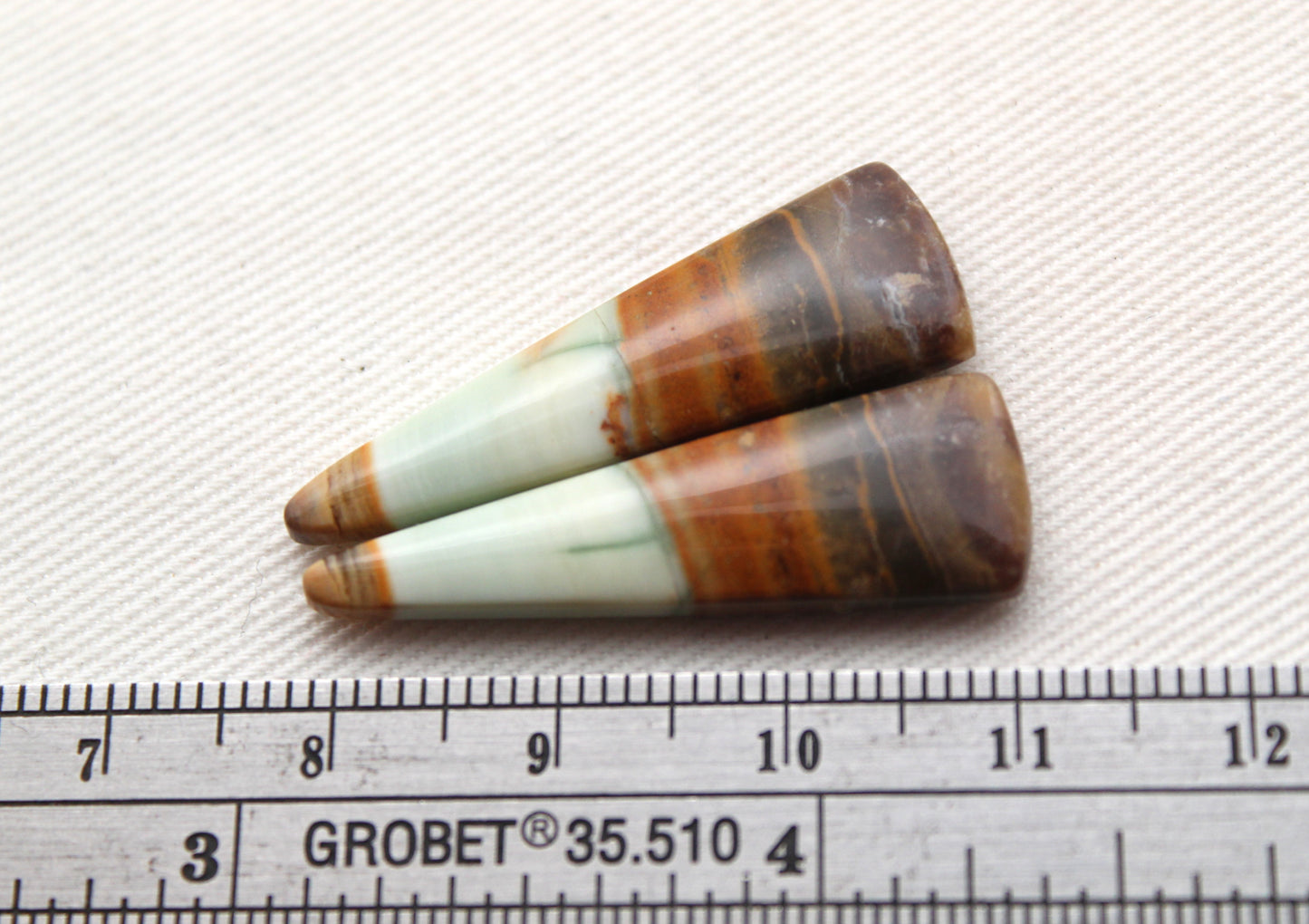 Opalized Petrified Wood Cabochon Pair  green gemstone