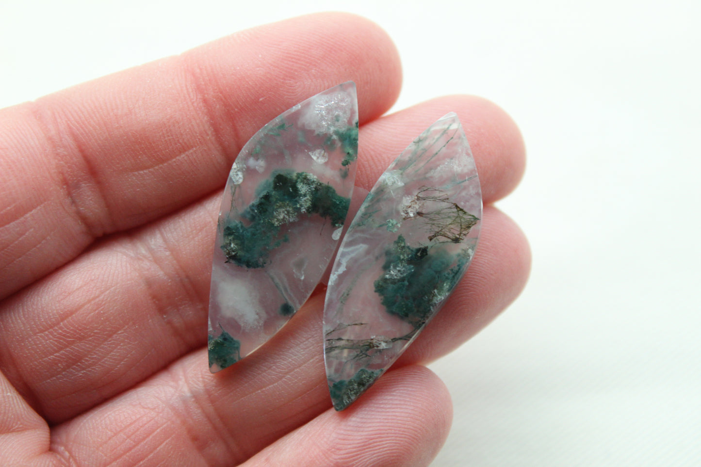 Pair of moss Agate Cabochons