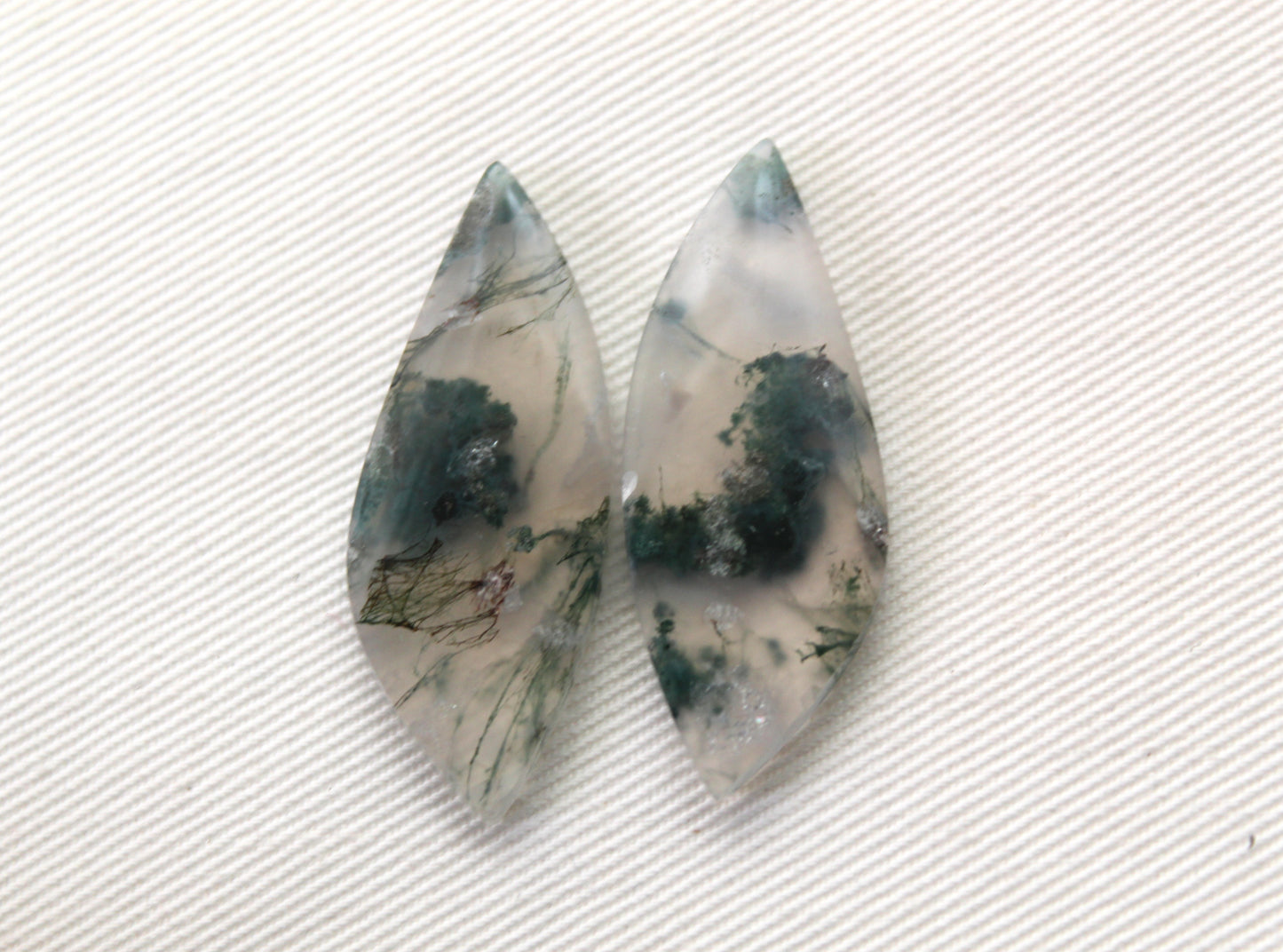 Pair of moss Agate Cabochons