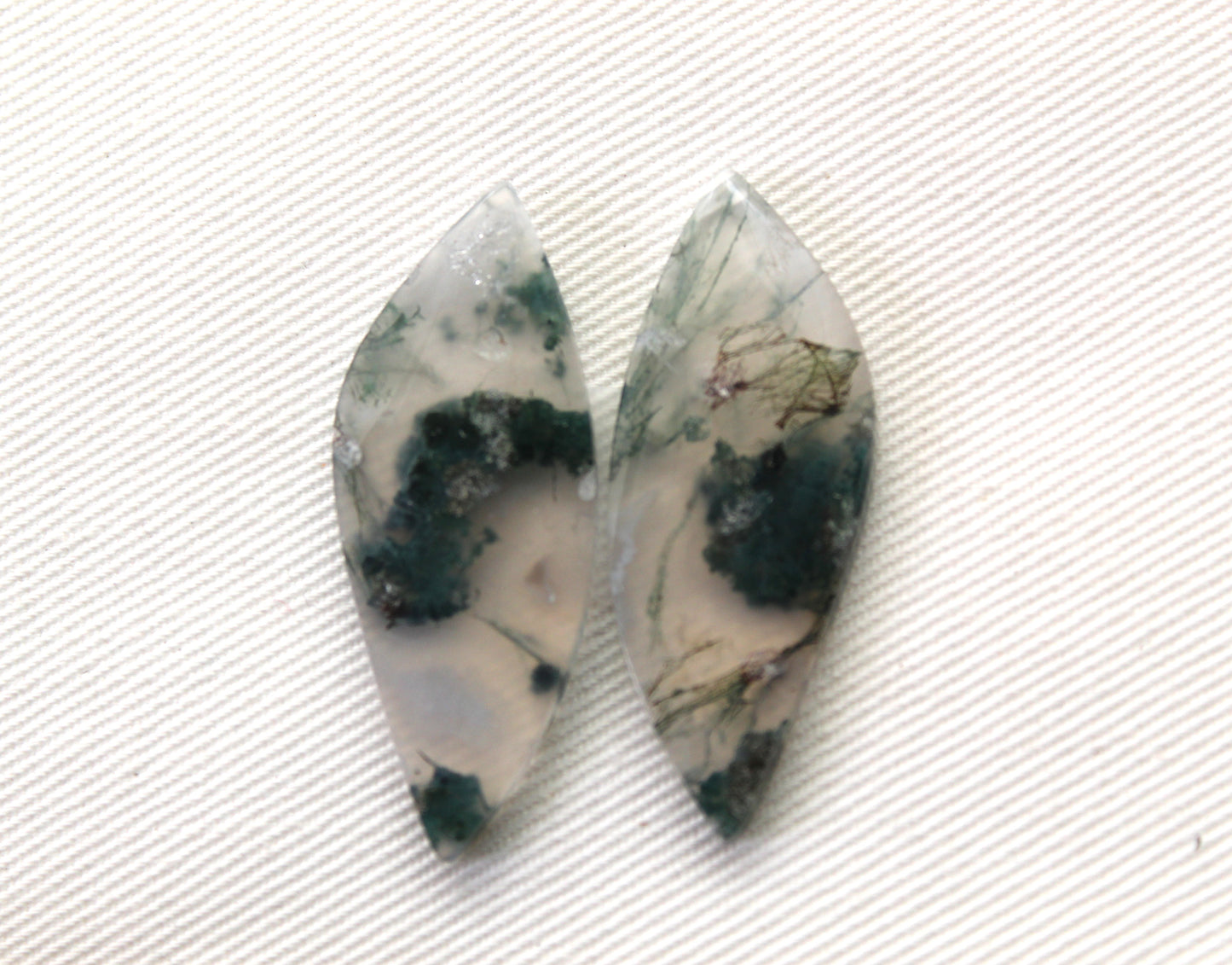 Pair of moss Agate Cabochons