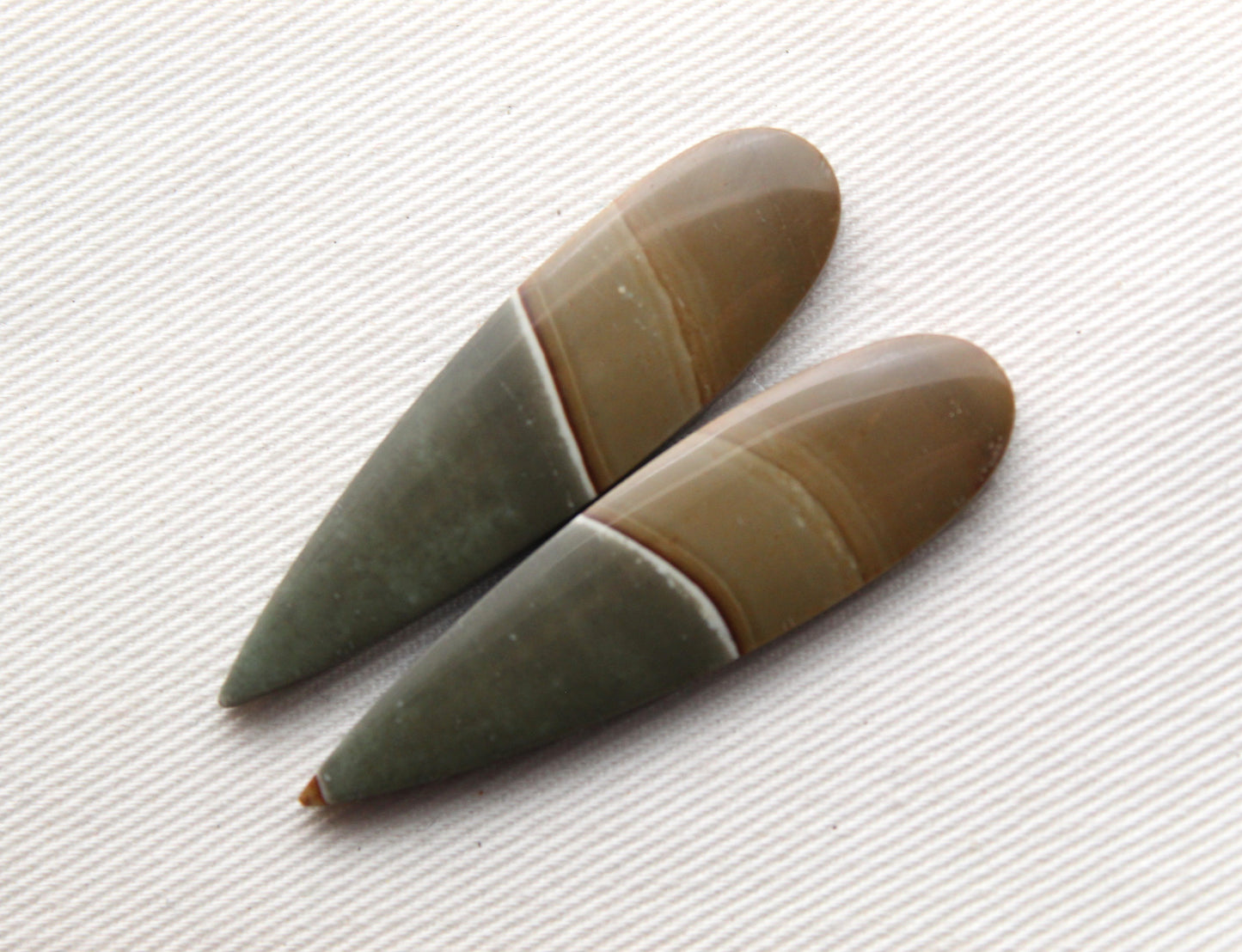 Long Matching pair of polychrome Jasper Cabochons