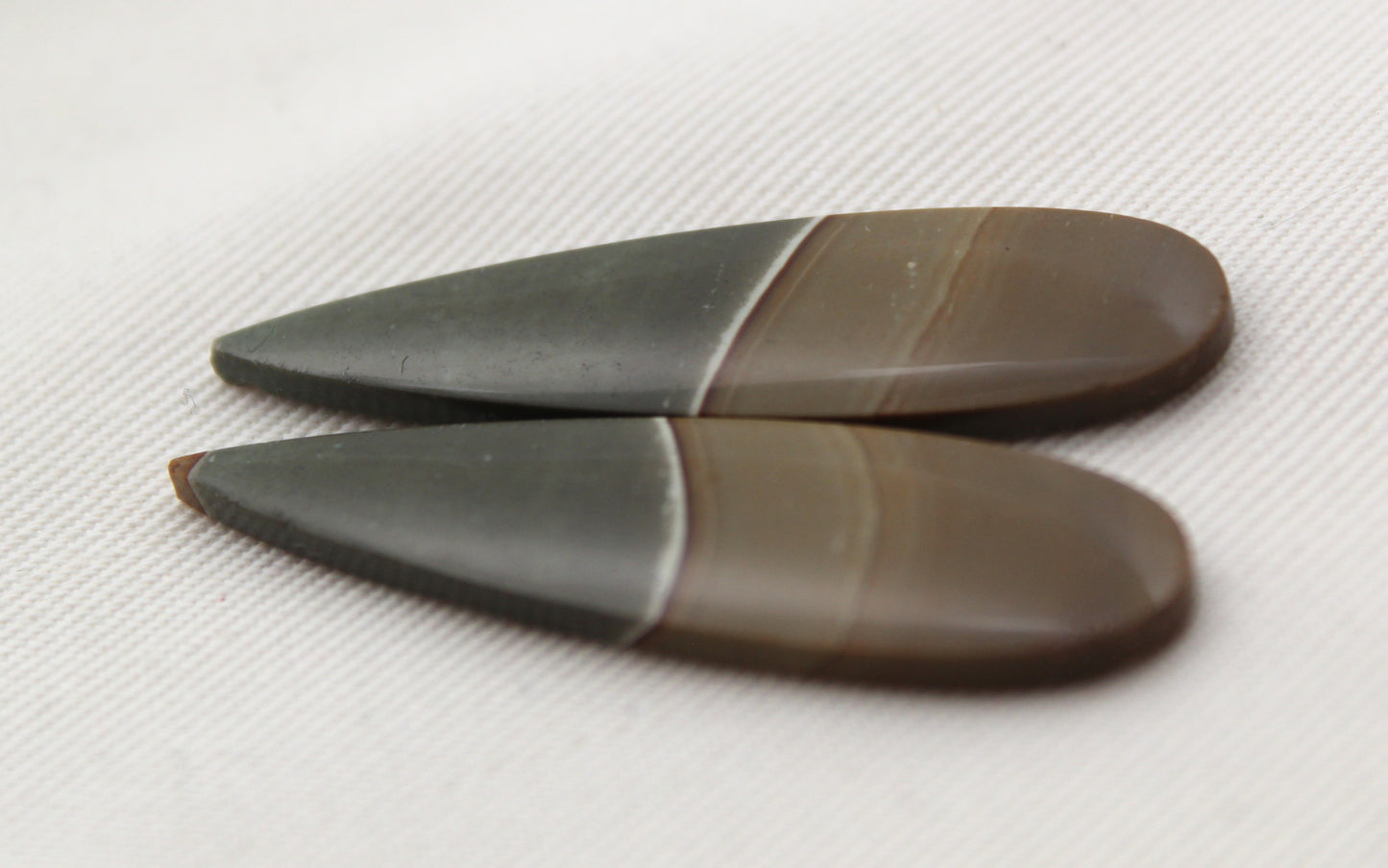 Long Matching pair of polychrome Jasper Cabochons