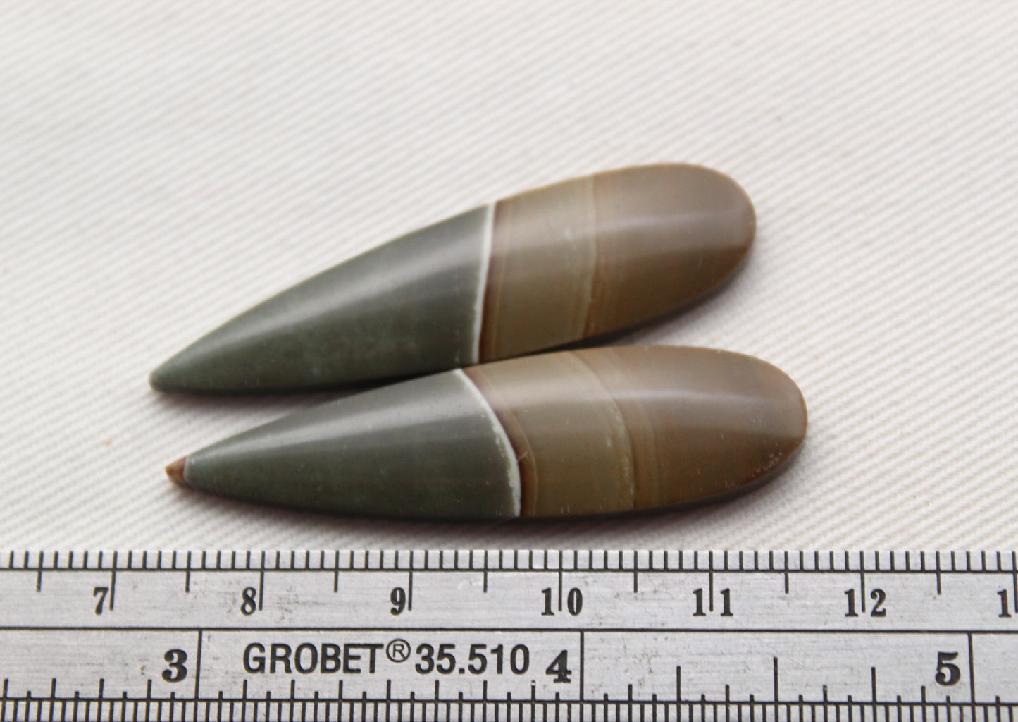 Long Matching pair of polychrome Jasper Cabochons