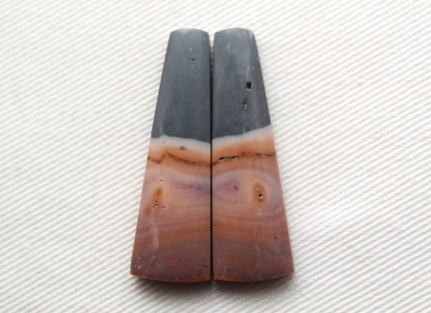 Matching pair of Indonesian Polychrome Jasper Cabochons