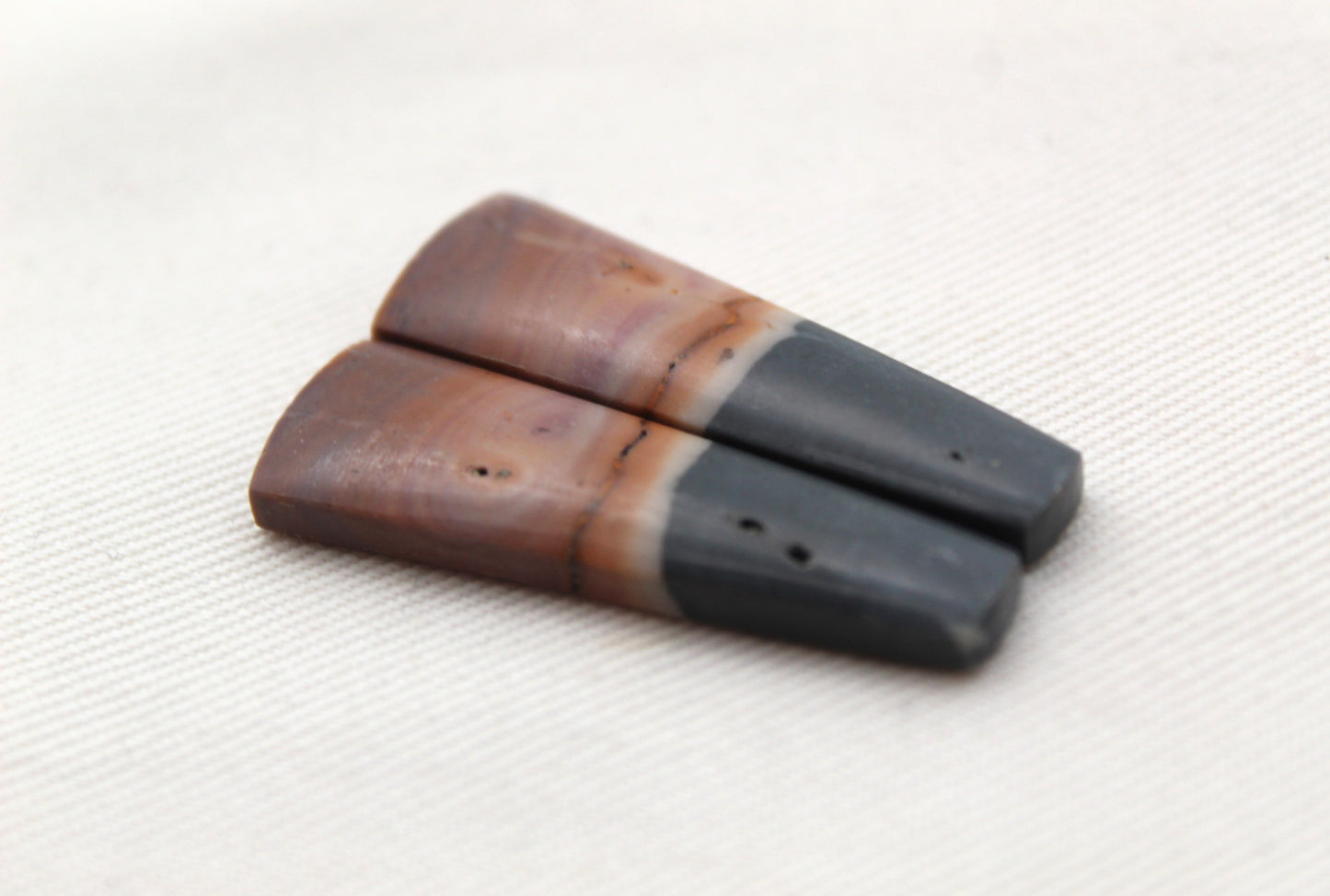 Matching pair of Indonesian Polychrome Jasper Cabochons