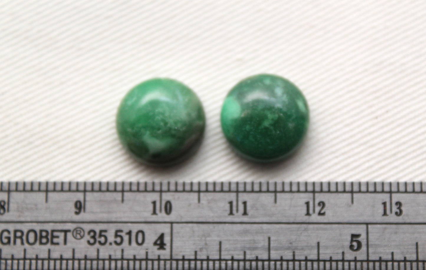 TWO Variscite round cabochons 12 MM green Gemstones