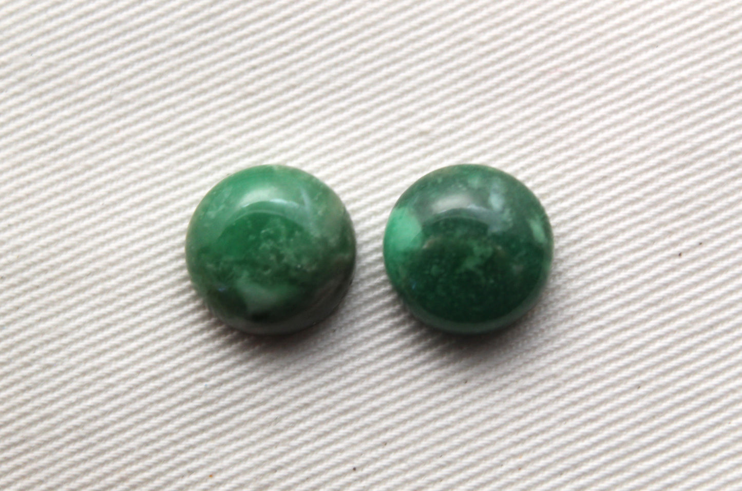 TWO Variscite round cabochons 12 MM green Gemstones