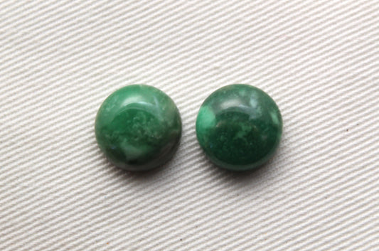TWO Variscite round cabochons 12 MM green Gemstones