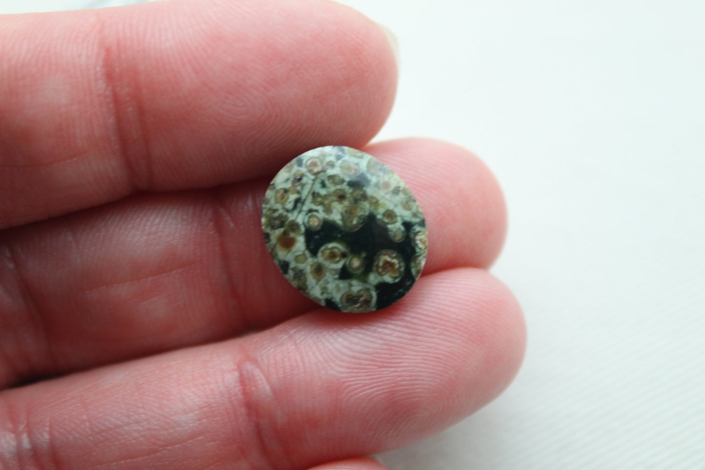 Small Green Olive Jasper Cabochon Pair Gemstone Oval
