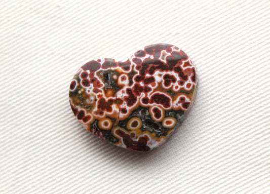 River Jasper Cabochon Gemstone red with Druzy HEART