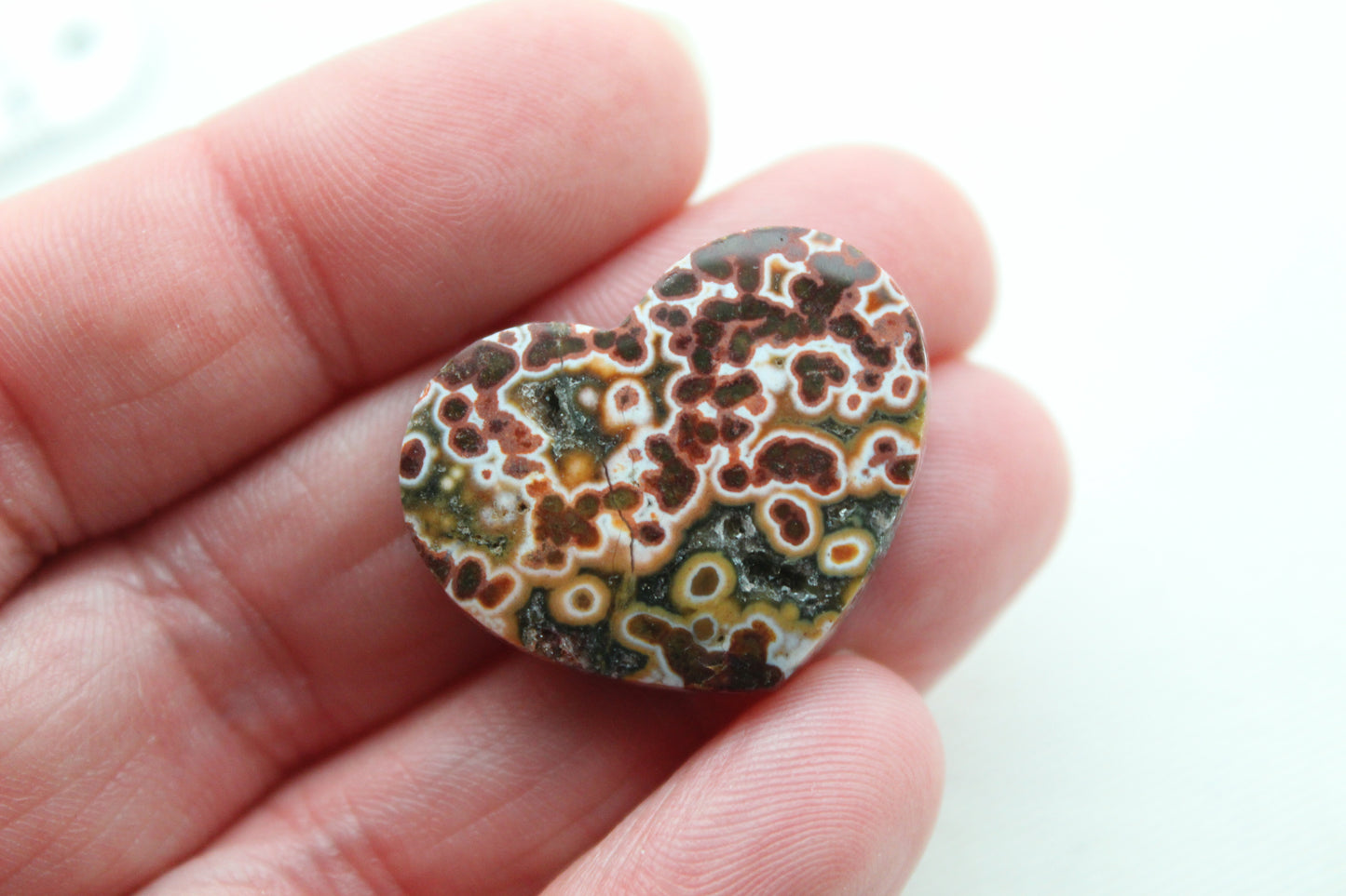 River Jasper Cabochon Gemstone red with Druzy HEART