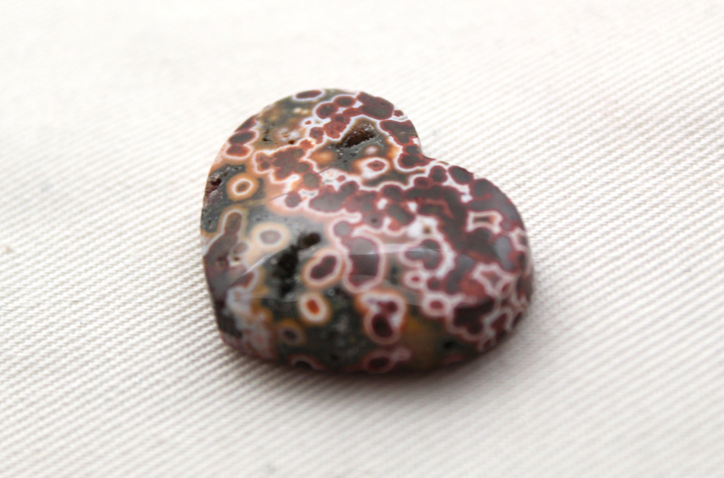 River Jasper Cabochon Gemstone red with Druzy HEART