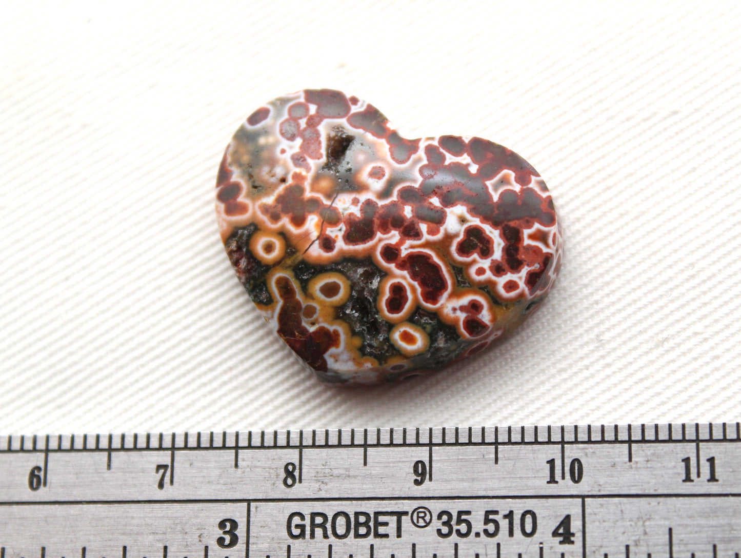 River Jasper Cabochon Gemstone red with Druzy HEART
