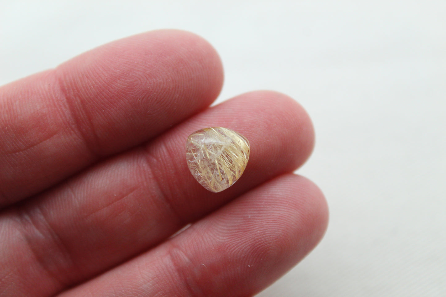 TWO rutilated Quartz cabochons trillion Gemstones 10MM