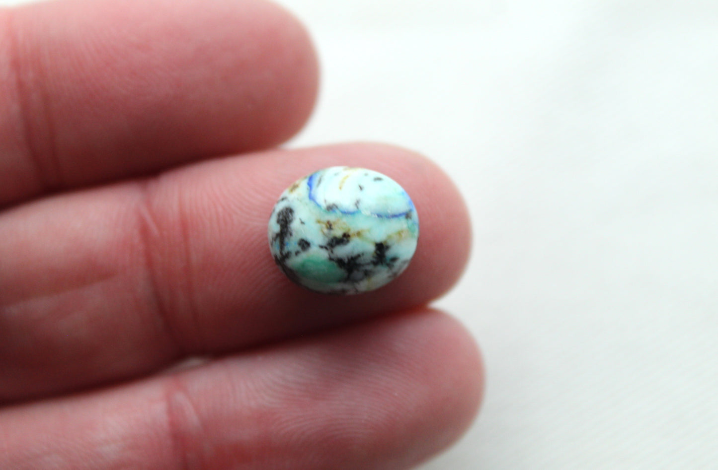 TWO Azurite oval cabochons 10X12MM green blue