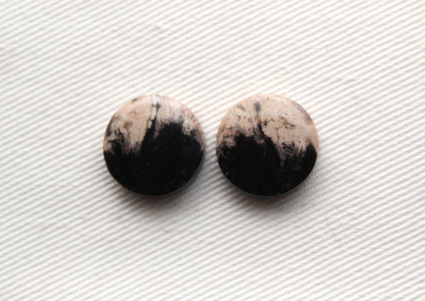 SMALL Petrified Palm Wood Cabochon Pair round 14MM
