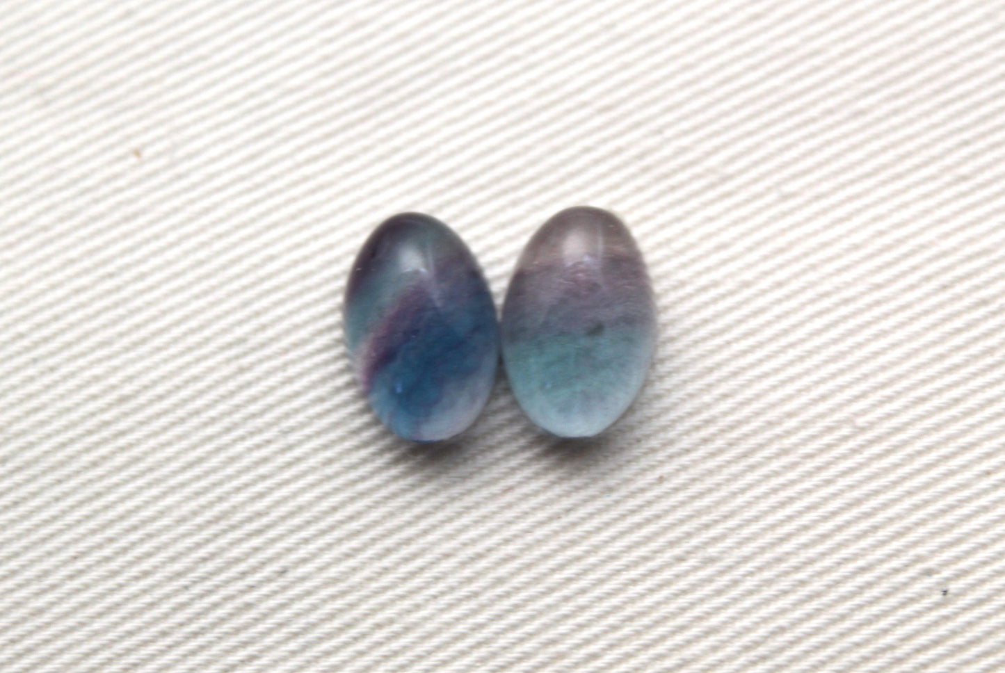 Lot of TWO Oval Fluorite Cabochons 8x12 MM