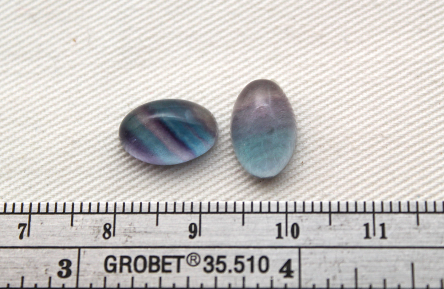 Lot of TWO Oval Fluorite Cabochons 8x12 MM