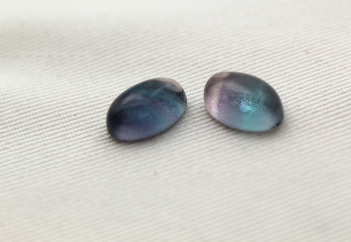 Lot of TWO Oval Fluorite Cabochons 8x12 MM