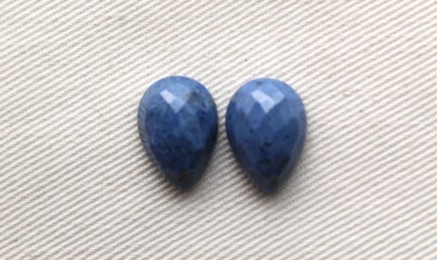 TWO pear Durmortierite Cabochons Blue Gemstone 10X14MM