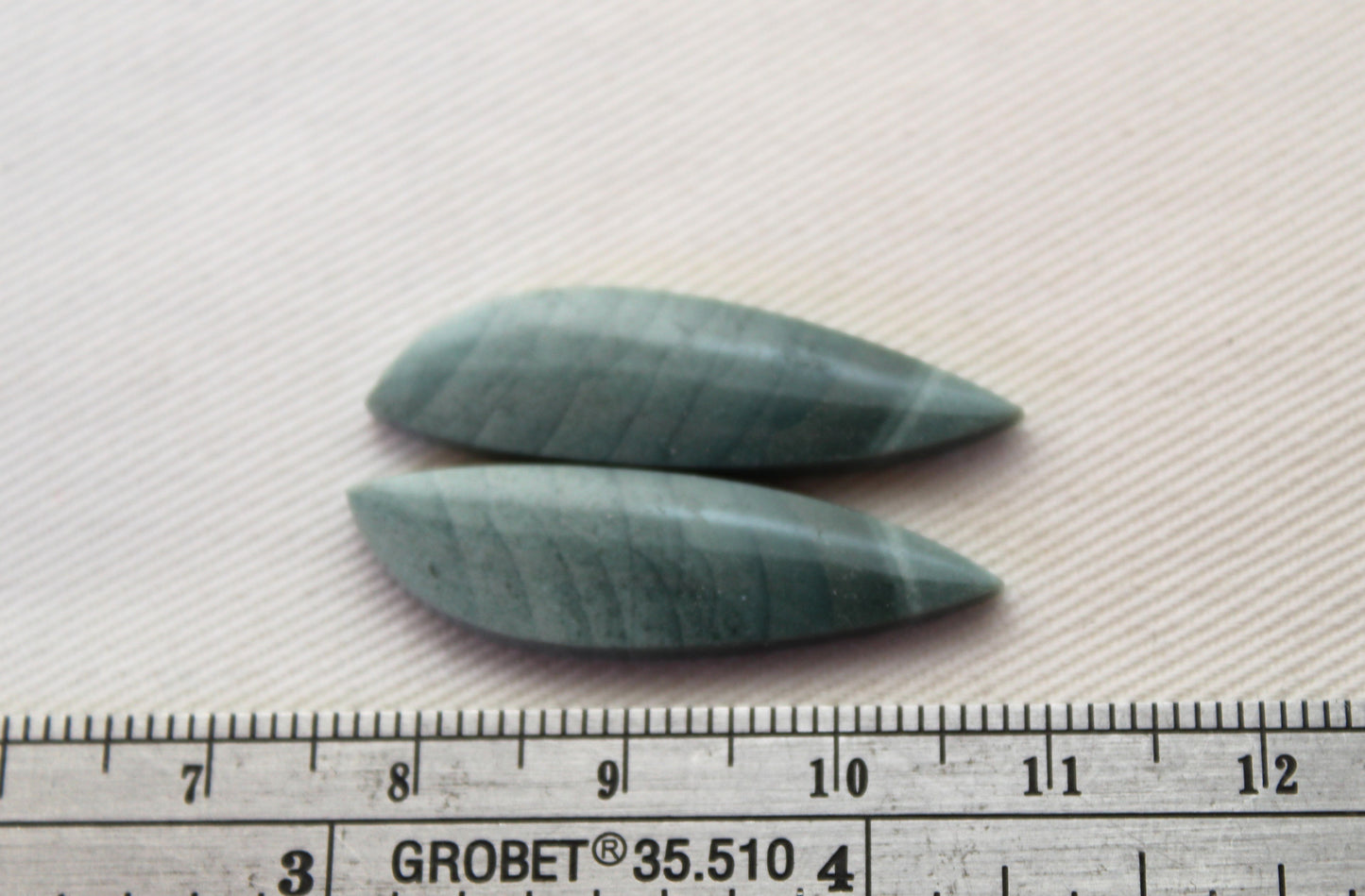 Pair Imperial green Jasper Cabochons