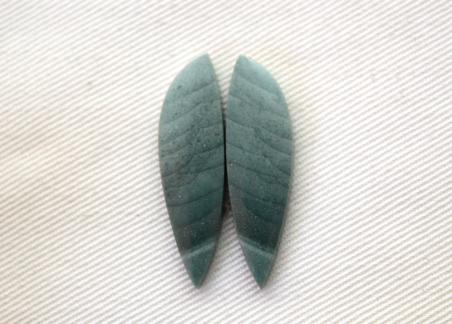 Pair Imperial green Jasper Cabochons