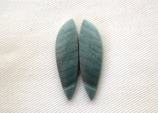 Pair Imperial green Jasper Cabochons