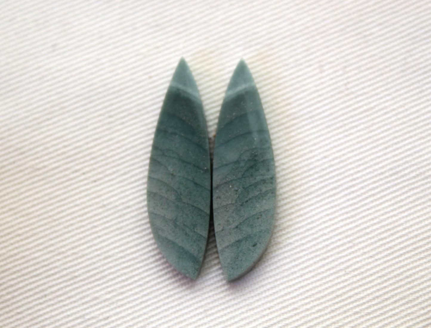 Pair Imperial green Jasper Cabochons