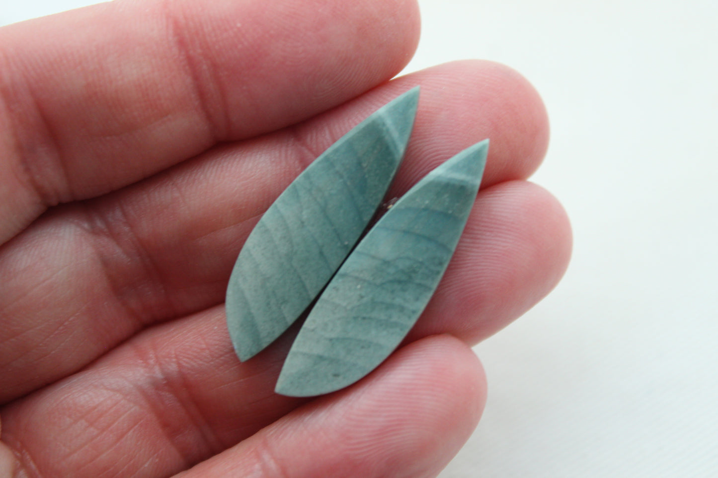 Pair Imperial green Jasper Cabochons