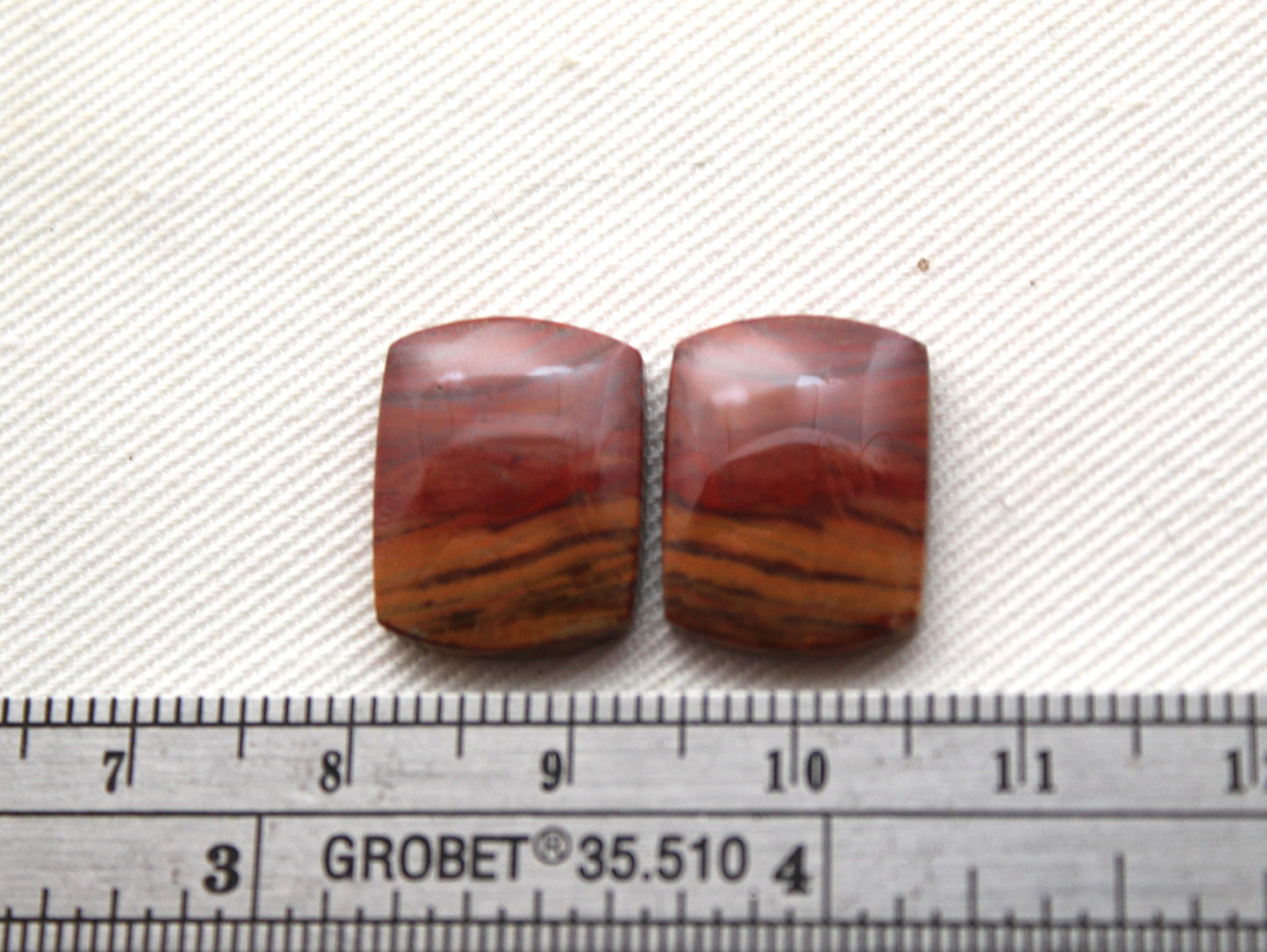 Small Petrified Wood Cabochon Pair natural gemstones red
