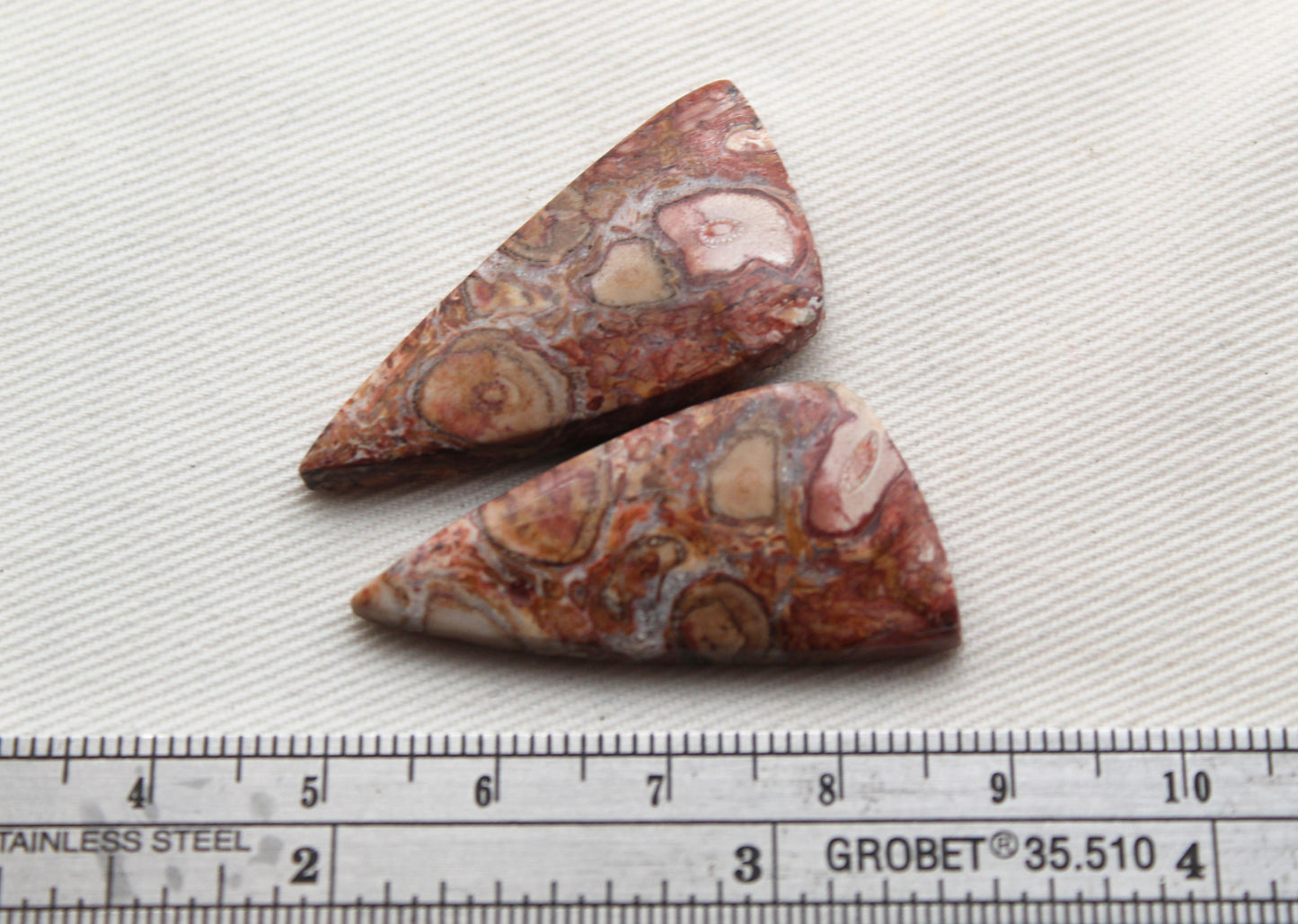 Red Palm Root Orb Cabochon Pair natural gemstones
