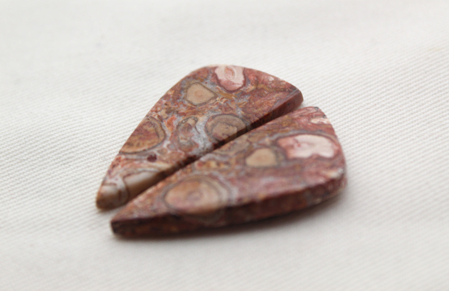 Red Palm Root Orb Cabochon Pair natural gemstones