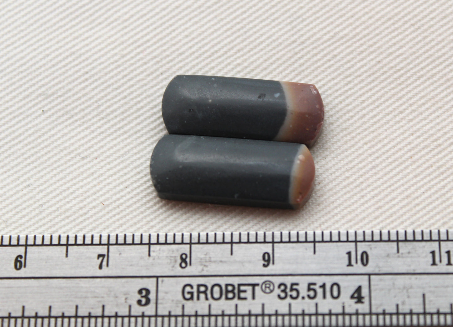 Small pair of Indonesian Polychrome Jasper Cabochons