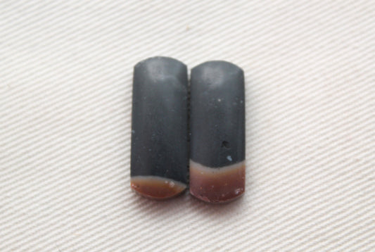 Small pair of Indonesian Polychrome Jasper Cabochons