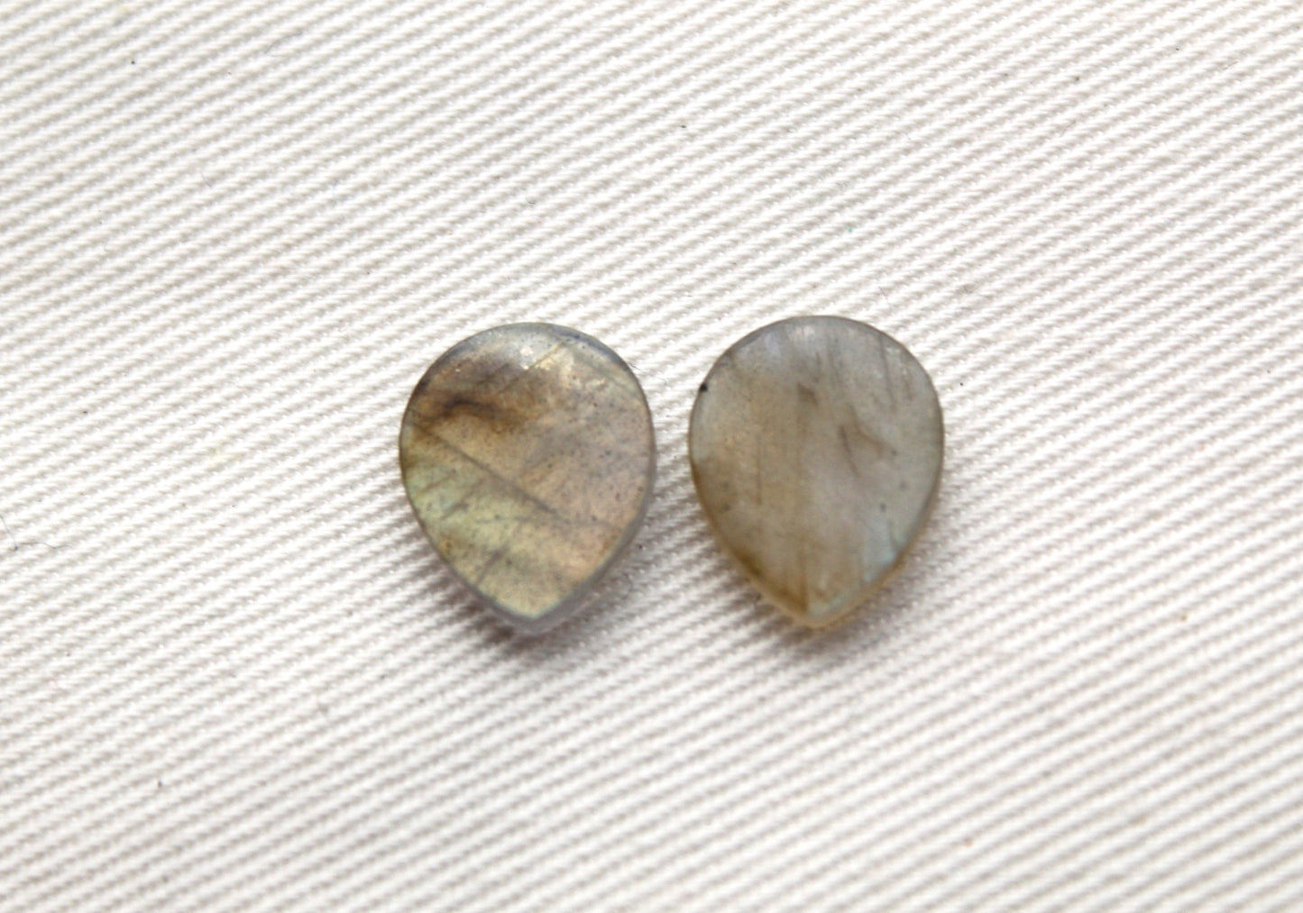 TWO Labradorite Flat Cabochon 10x12MM pear