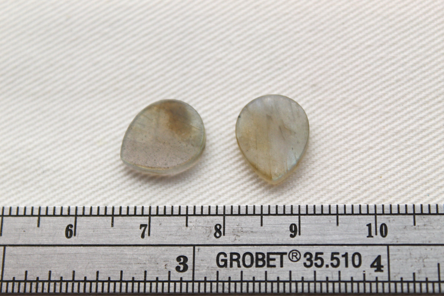 TWO Labradorite Flat Cabochon 10x12MM pear