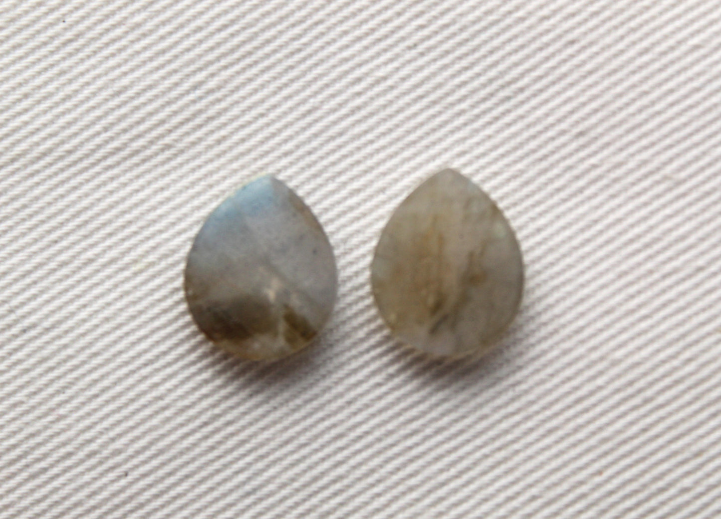 TWO Labradorite Flat Cabochon 10x12MM pear