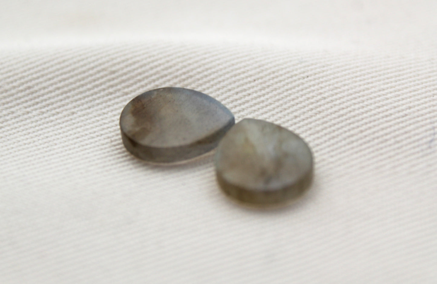 TWO Labradorite Flat Cabochon 10x12MM pear