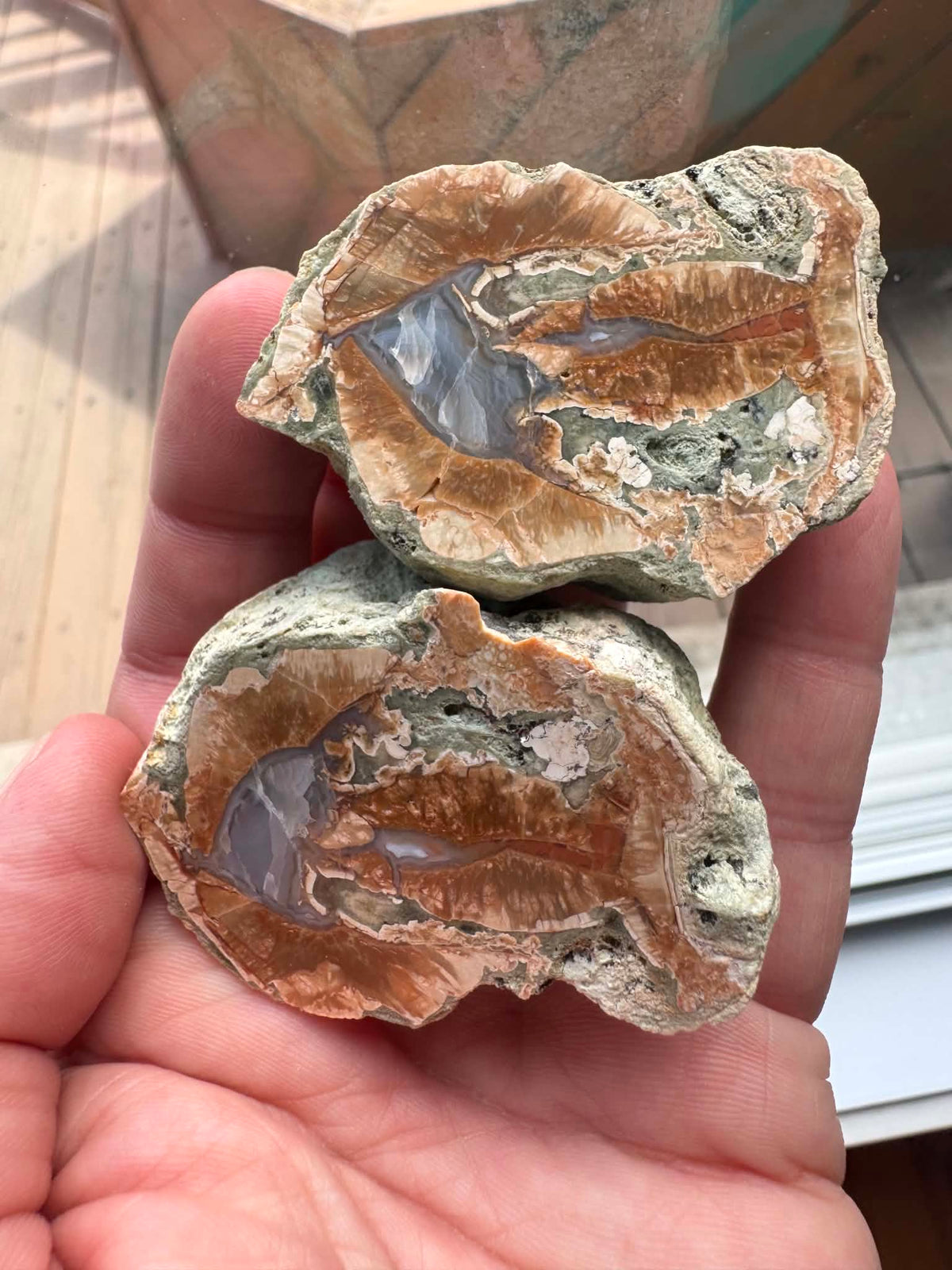 Natural Agate Nodule Mont Lyall Canada polished one face