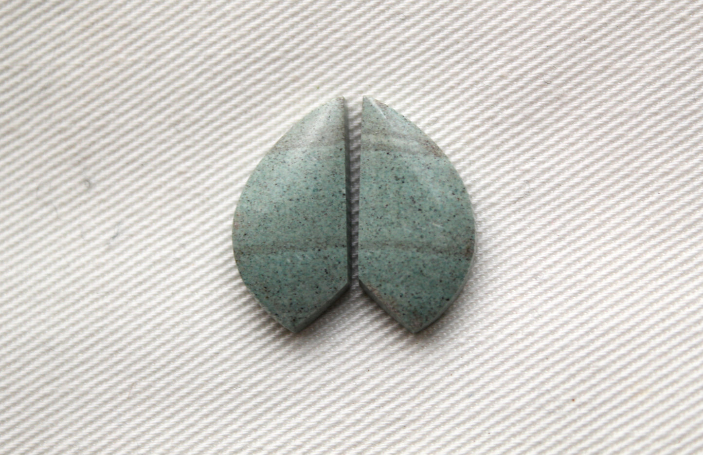 PETITE Pair of green Jasper Cabochons freeform